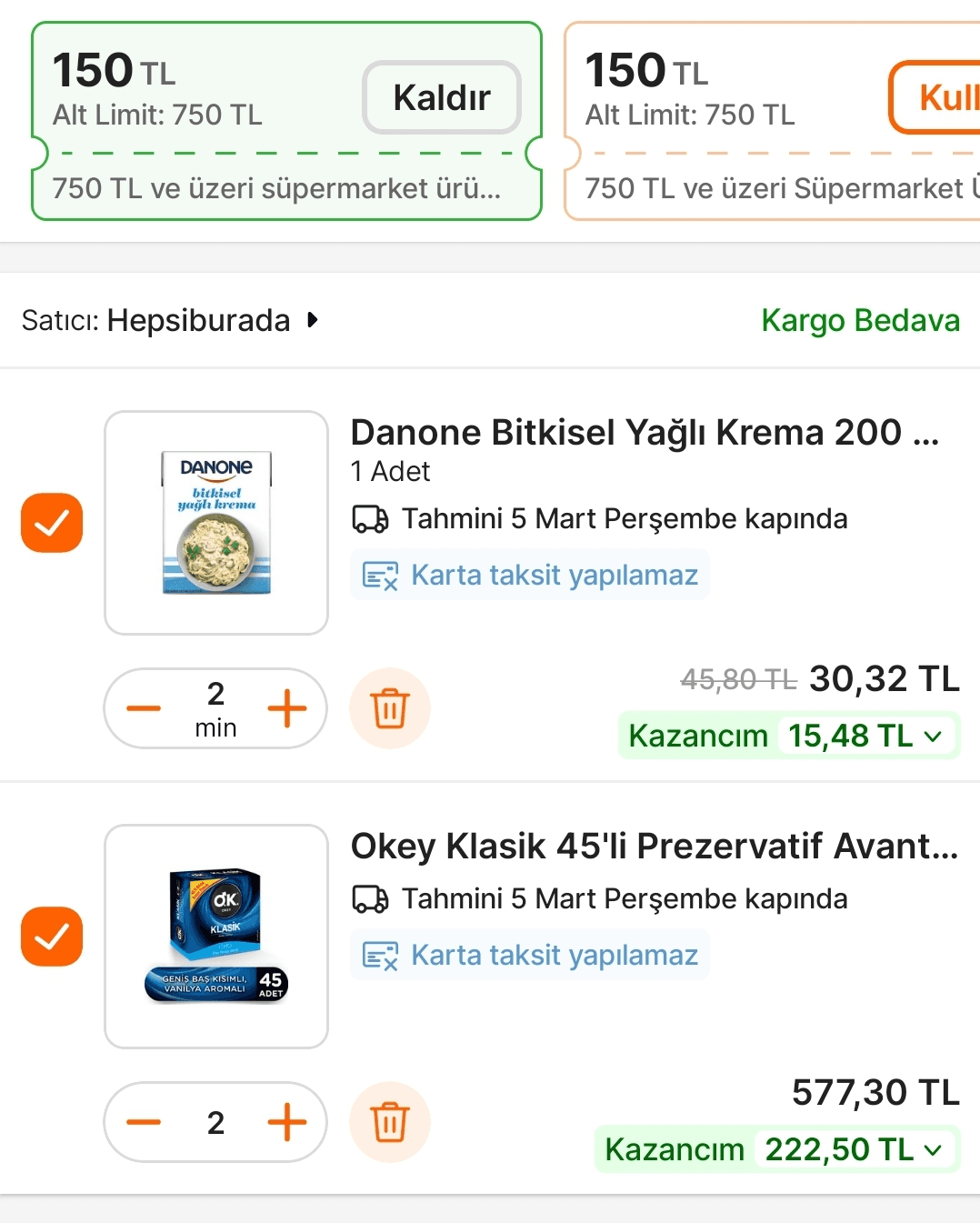 Okey klasik 45'li Prezervatif 288 TL